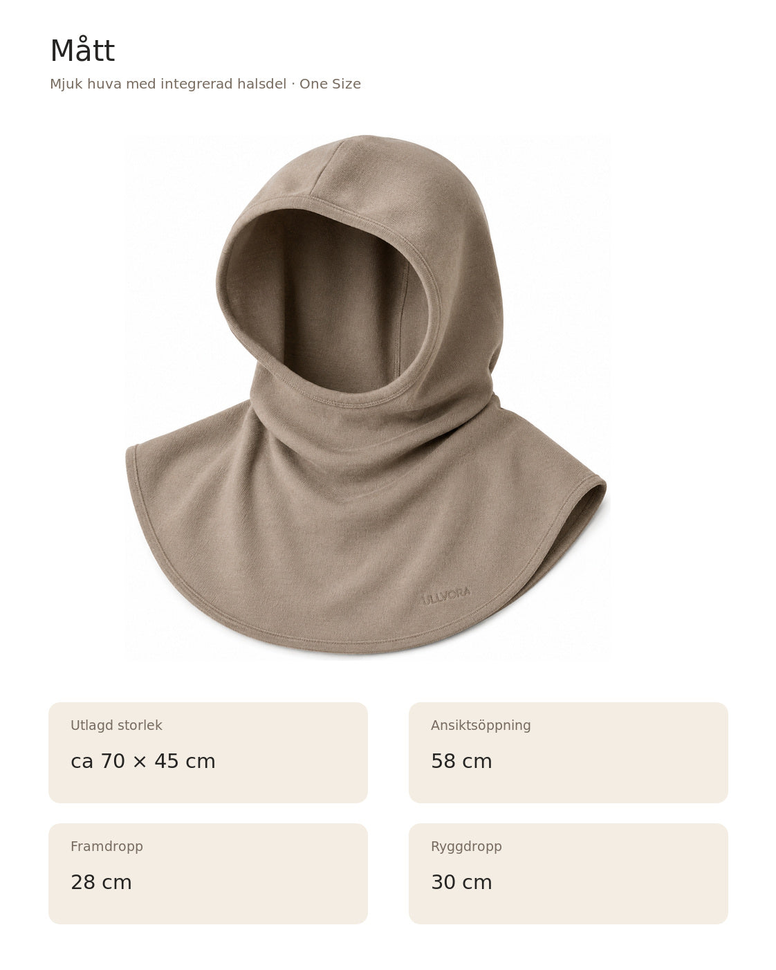 Mjuk huva med integrerad halsdel